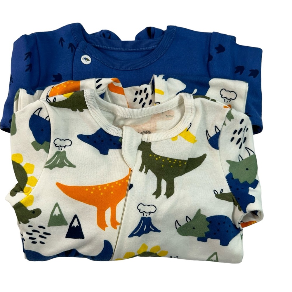 NWT Mac & Moon Organic Cotton 2-Pack Sleep & Play in Rhino Buddies Print 3M🥰